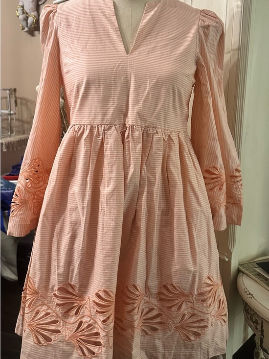 Tuckernuck Dresses & Skirts - Tuckernuck Peach-Striped Embroidered Babydoll Dress